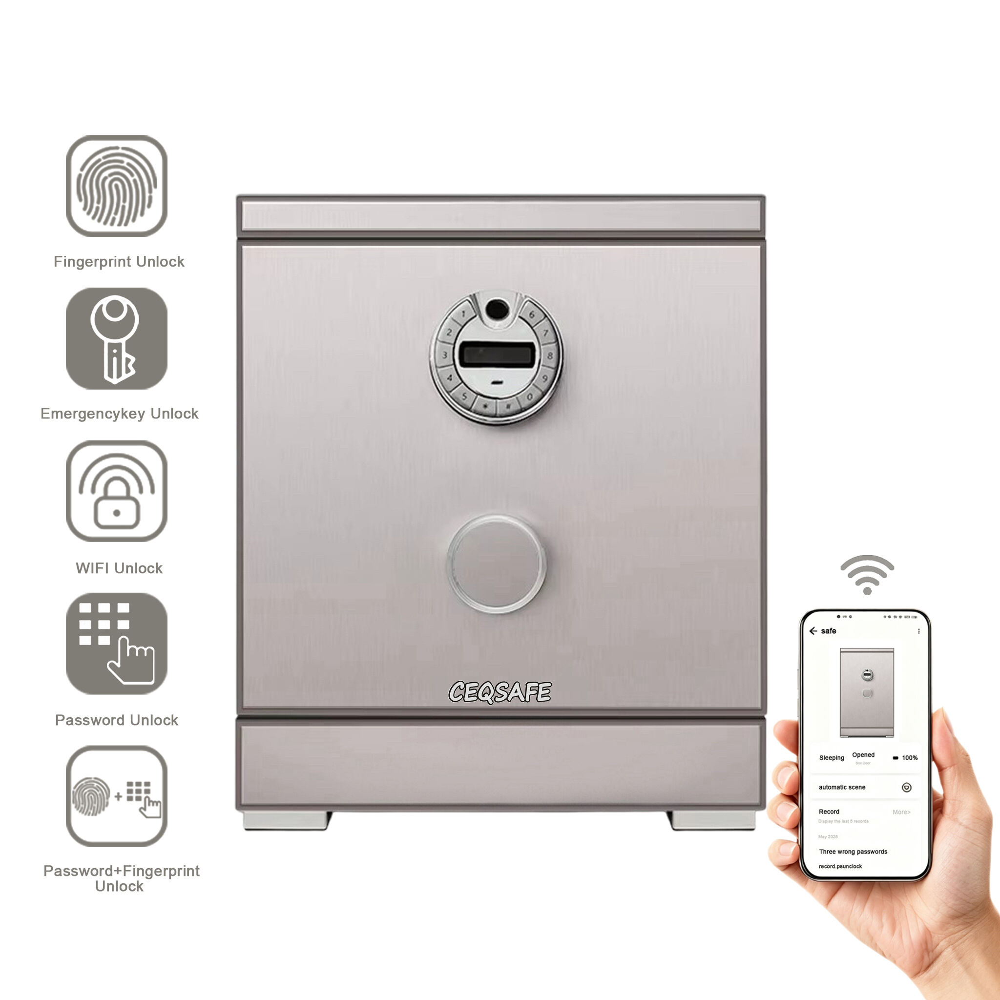 CEQSAFE All Steel Anti-Theft TUYA APP WIFI Safe with Fingerprint Password Home Safe Box