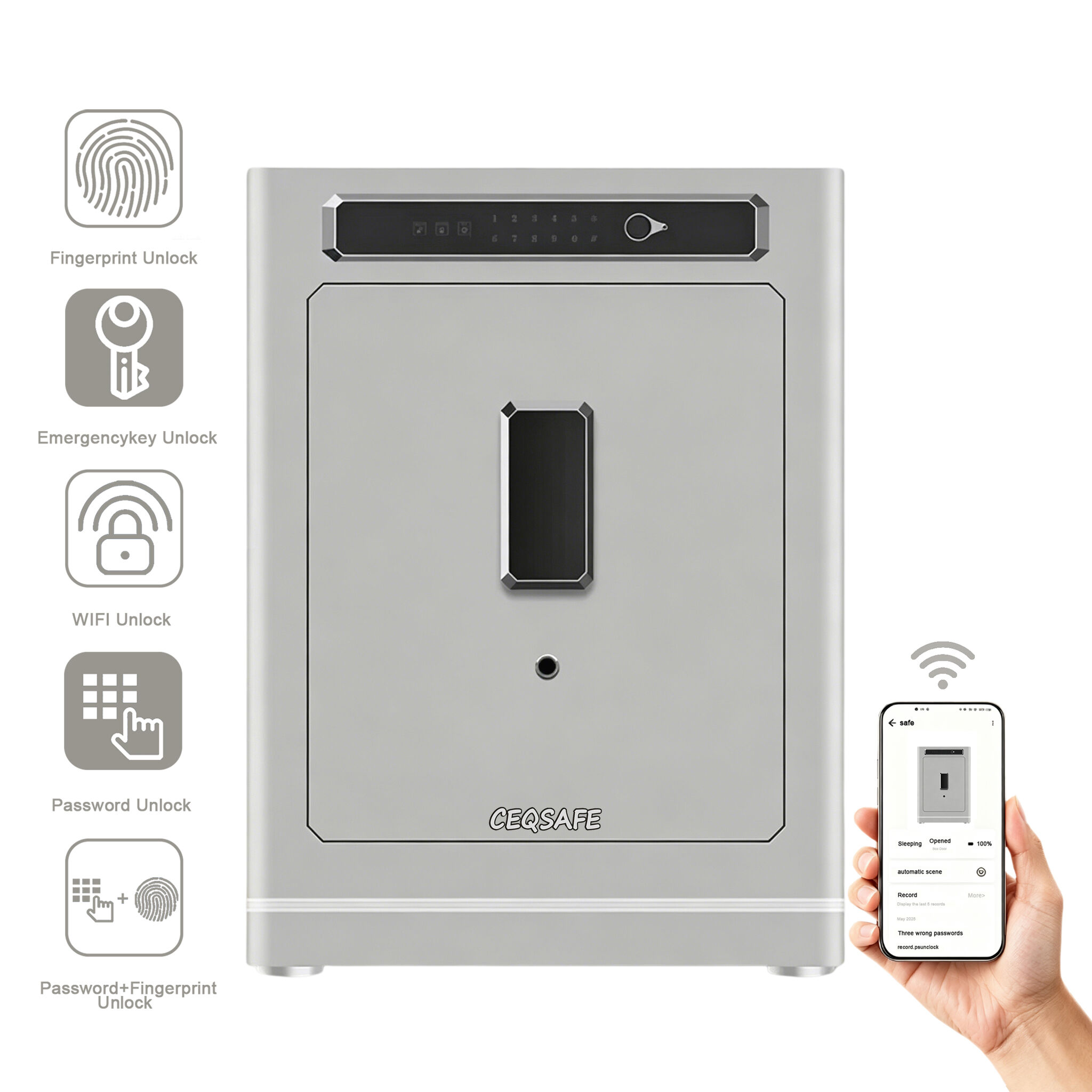 A1-600 CEQSAFE Anti-Theft All-Steel Hotel Office Home Safe Box with Intelligent Alarm Button & Simple Box Password Access