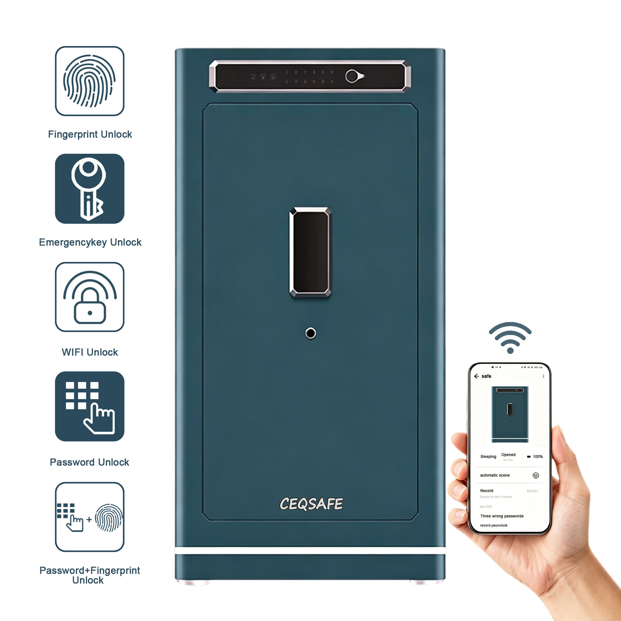 A1-1500 CEQSAFE TUYA APP Anti-Theft All-Steel Hotel Office Home Safe Intelligent Fingerprint Fireproof Simple Box Password Safe