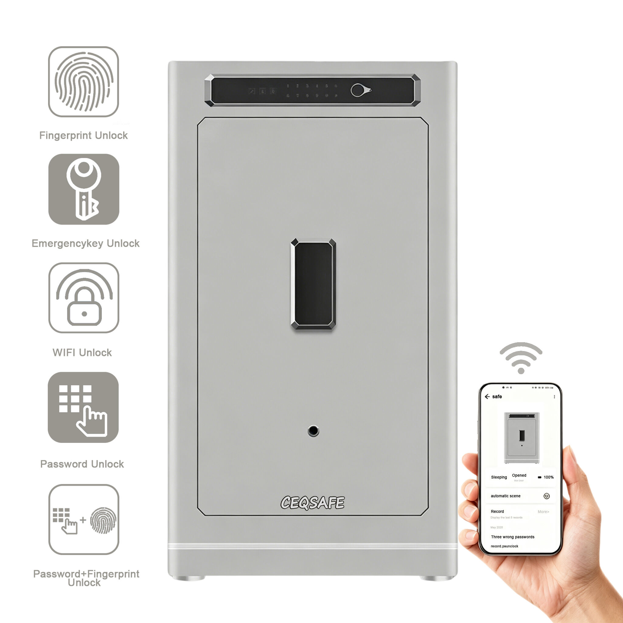 A1-1200 CEQSAFE Factory Direct Sale Digital TUYA APP Wifi Fingerprint Safe Box Home Security Strong Box for Office Home