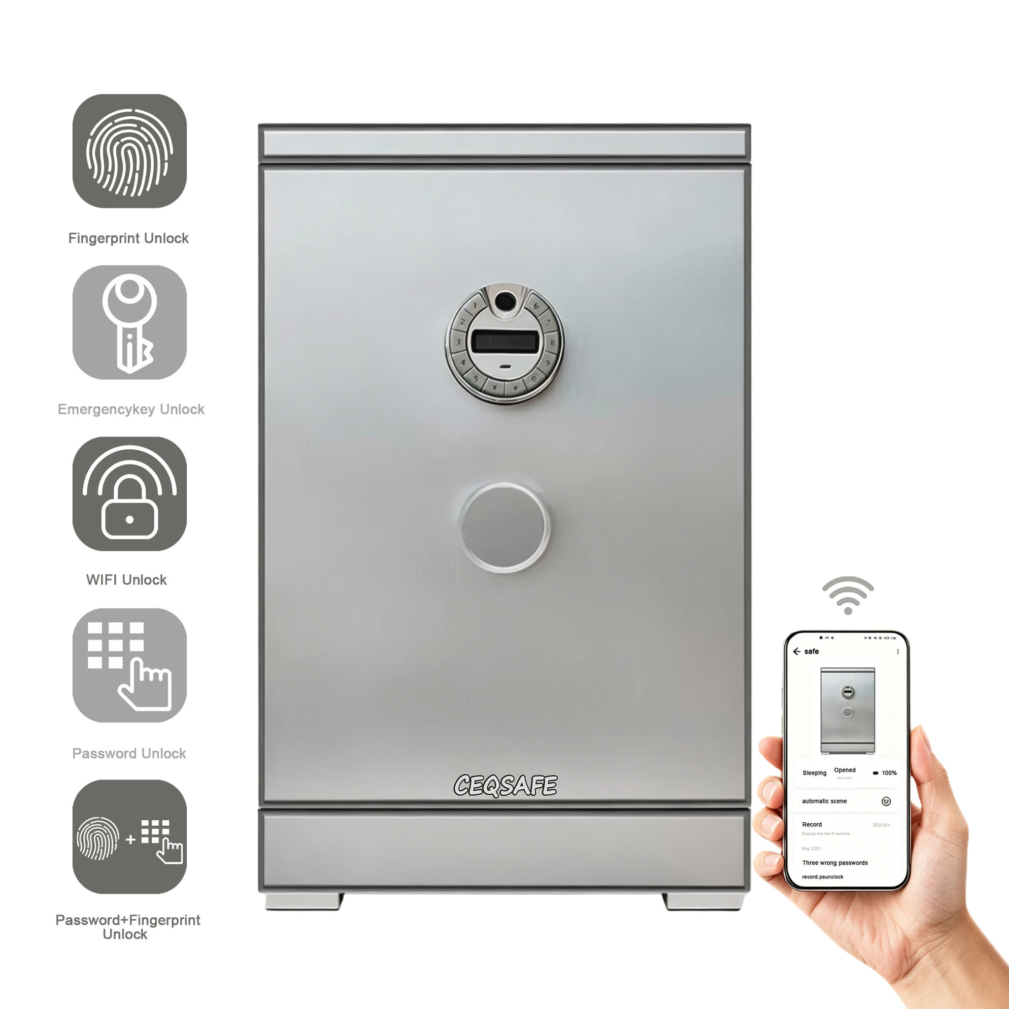 CEQSAFE Hot Selling TUYA APP WIFI Anti-theft Storage Cabinet Password Fingerprint Lock Safe Deposit Box