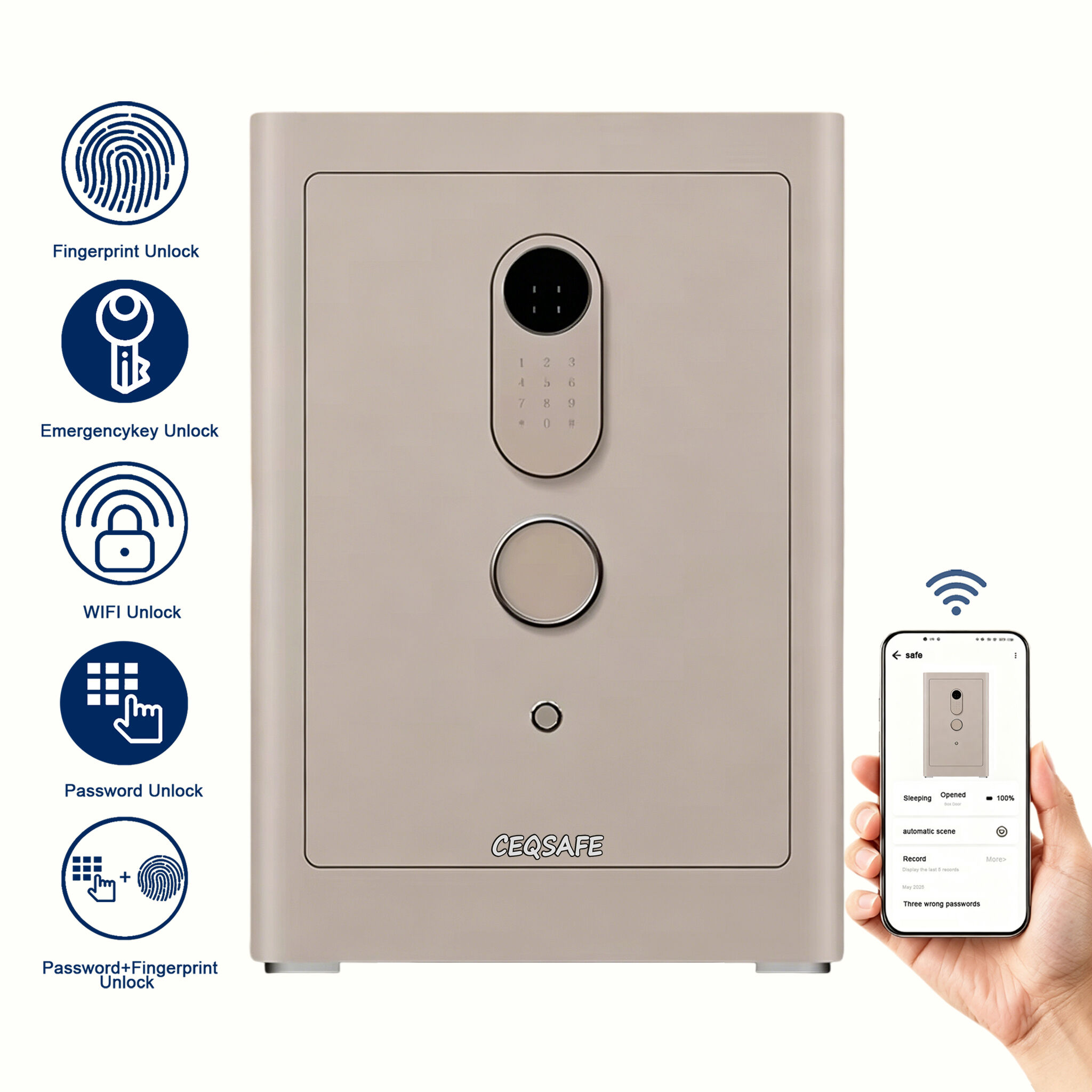 CEQSAFE Digital Home Safe with Programmable Keypad Anti-Theft Safe for Cash and Documents Storage