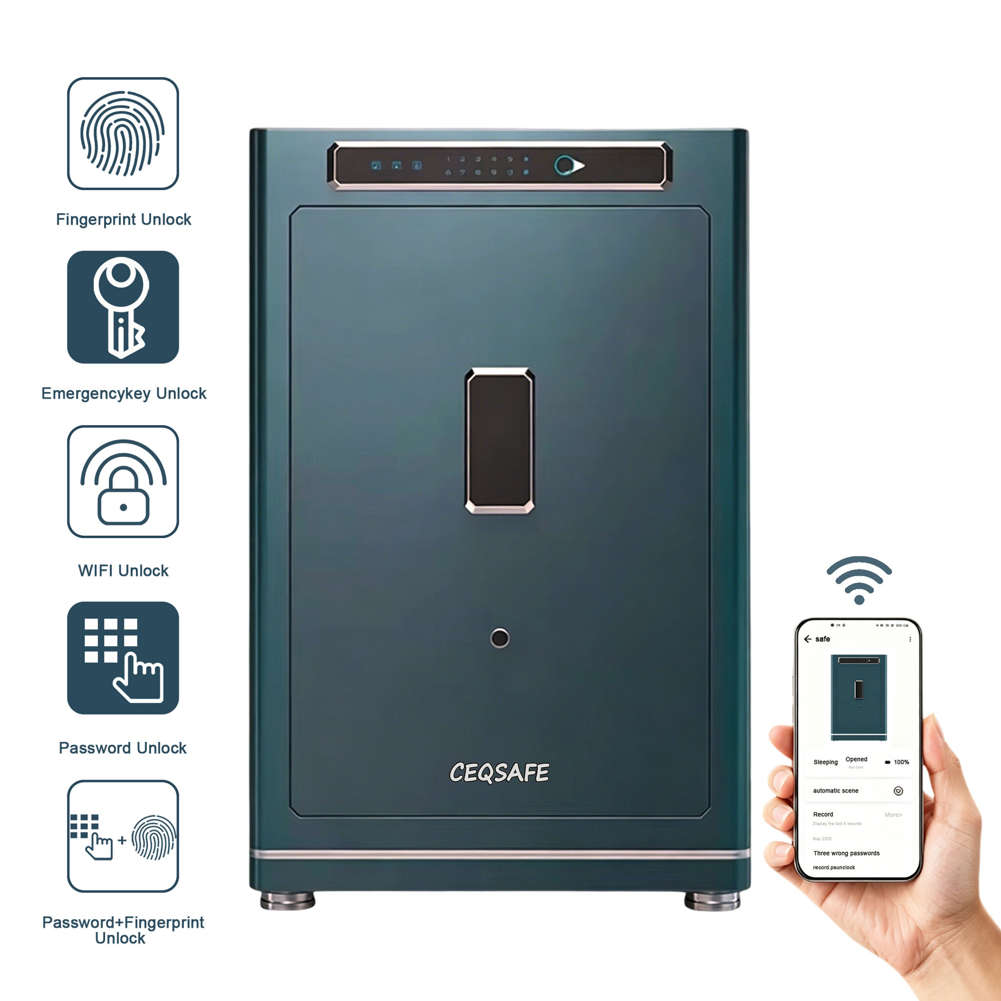 A1-700 CEQSAFE Custom TUYA APP WIFI Anti Theft Home Cabinet Hidden Wardrobe Bedside Safe Password Lock Fingerprint Safe Boxes