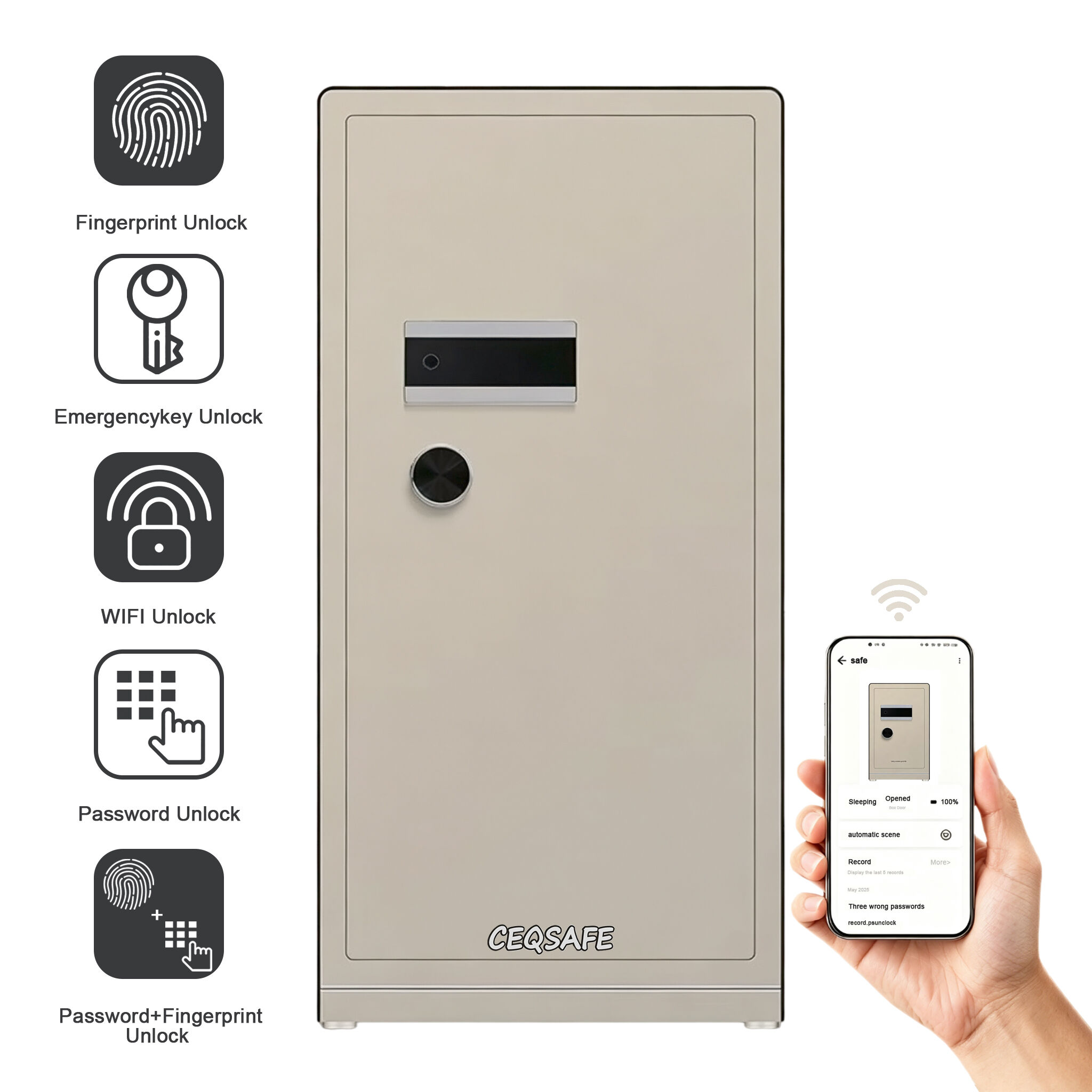 A7-1200 CEQSAFE High Quality WiFi Large Household Safe Cabinet All-Steel Commercial Anti-Theft Fingerprint Safe Box