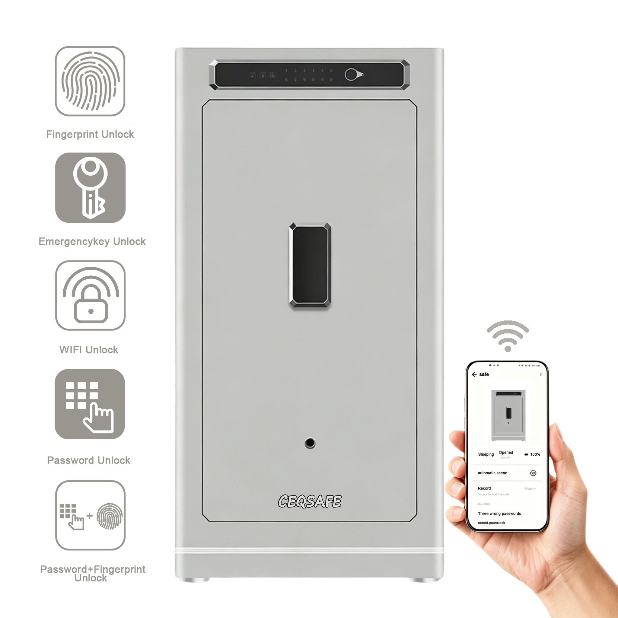 A1-1500 CEQSAFE High Quality Home Security Digital TUYA APP Wifi Fingerprint Safe Box Steel Household Storage Direct Factory Sale
