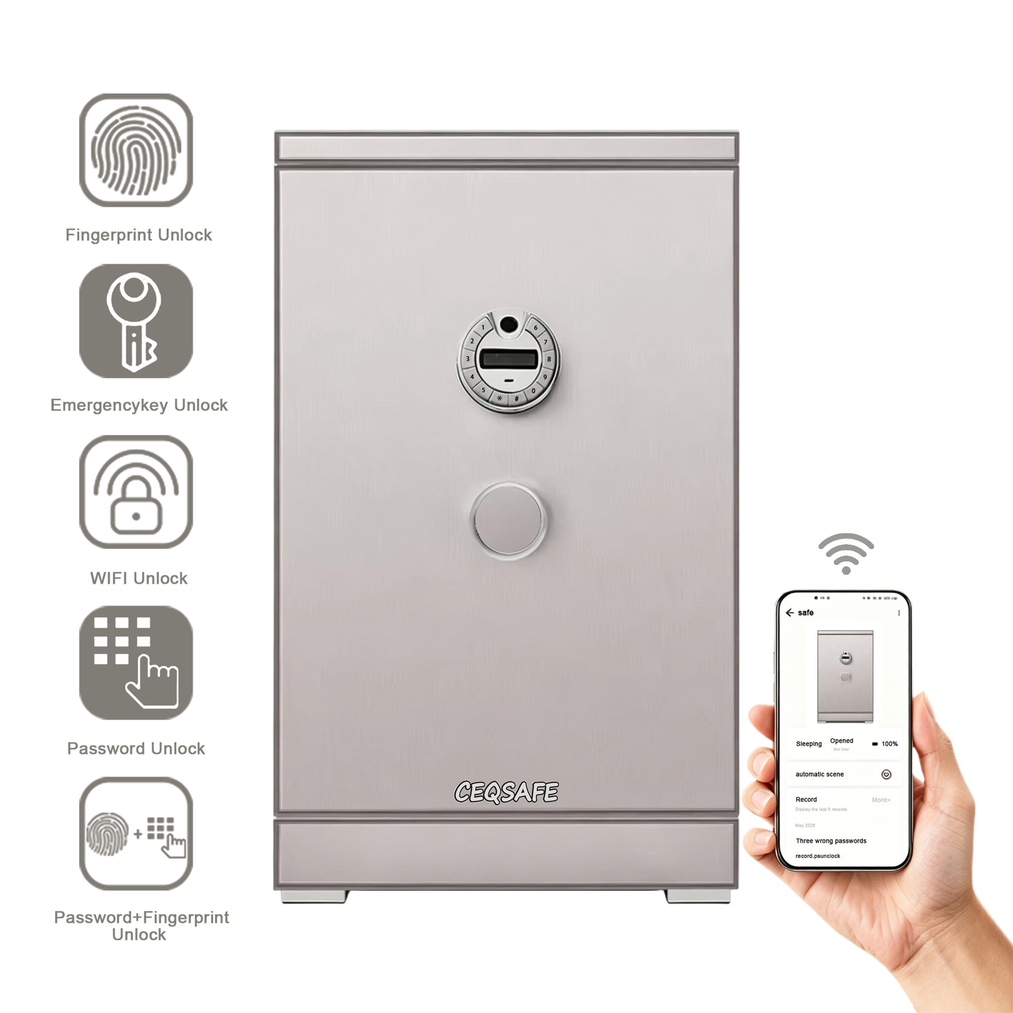 CEQSAFE China Customized TUYA APP WIFI Fingerprint Password Safe for Home & Office