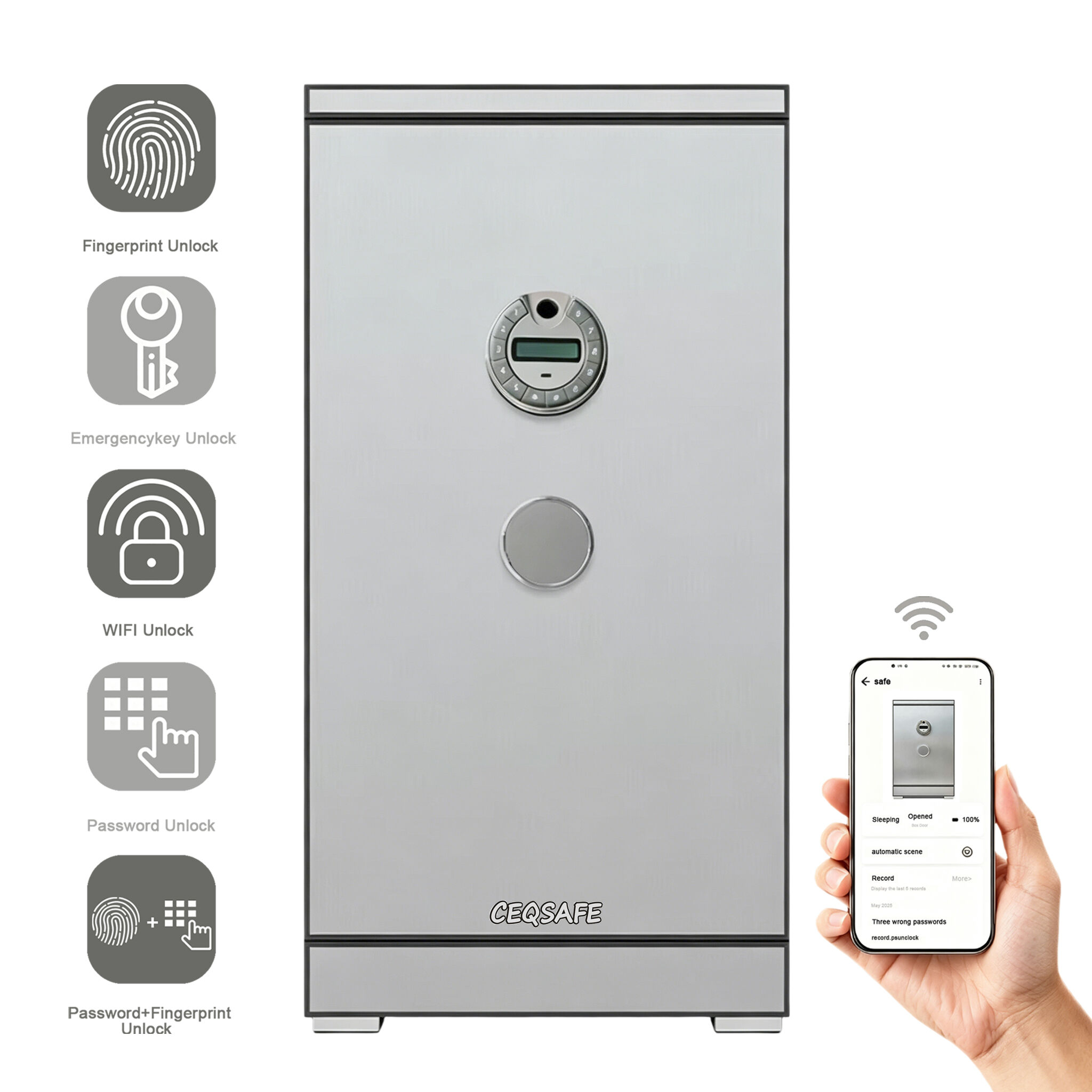 A3-1000 CEQSAFE Digital TUYA APP WIFI Safe Box with Strong Electronic Digital Lock for Home Safety