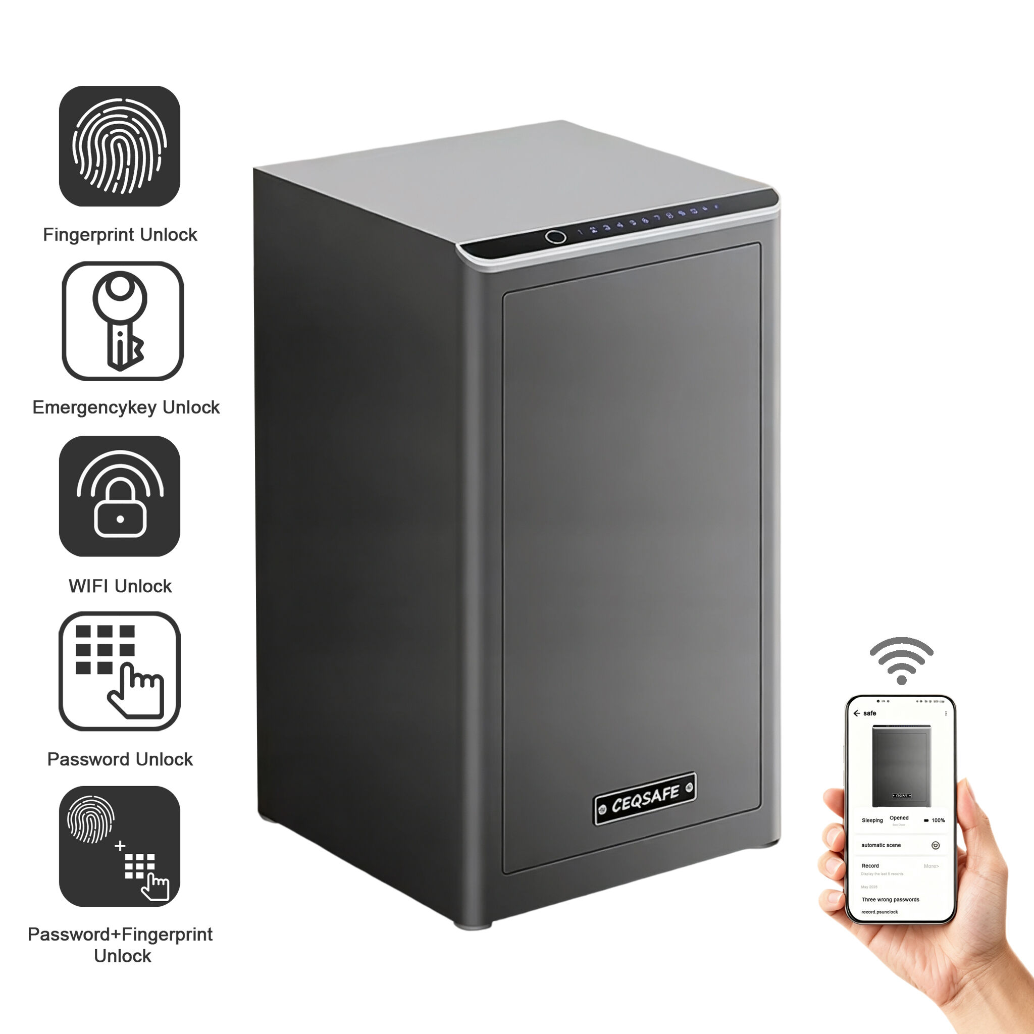 CEQSAFE Anti-theft Safe Secret Code Lock Steel TUYA APP WIFI Safe Box Storage Deposit Safety Box Cabinet