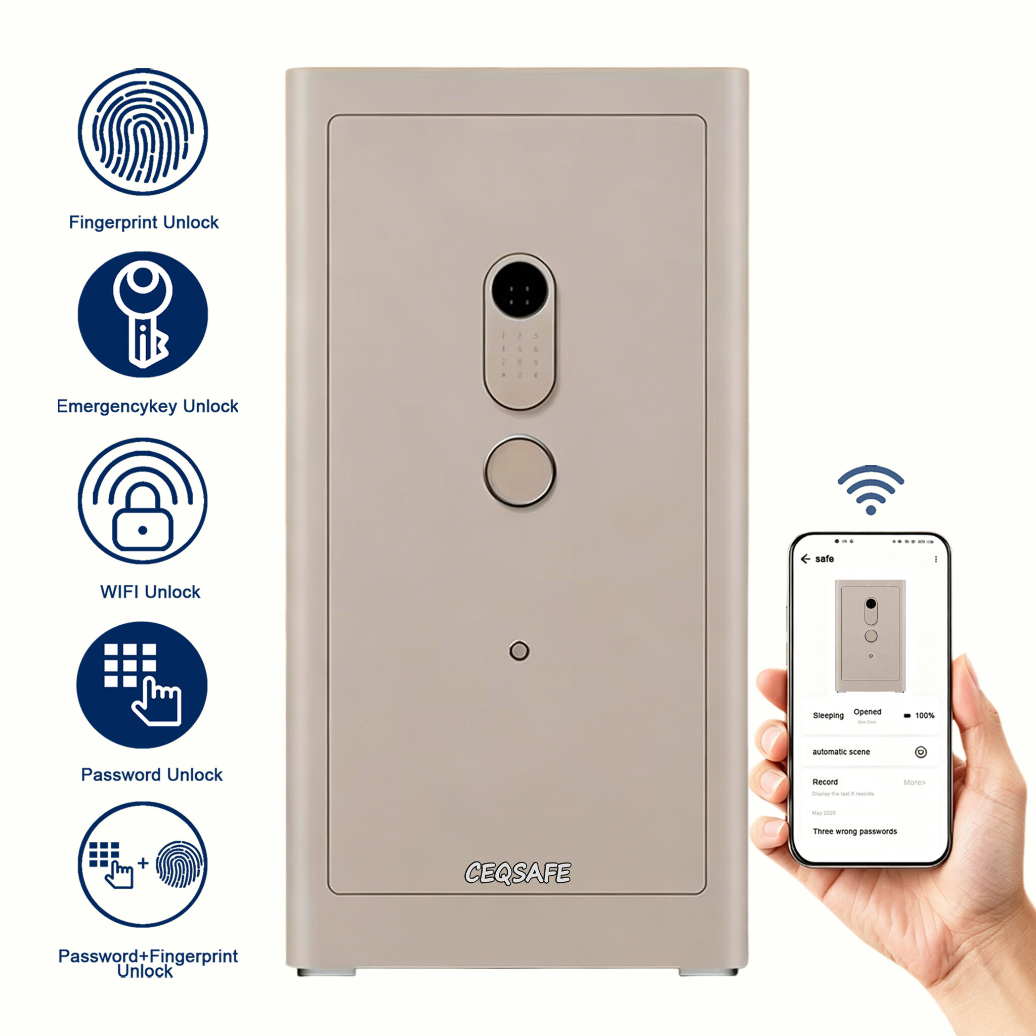 A2-1000 CEQSAFE TUYA APP WIFI  Anti-Theft Safe Box Steel Digital Safe Box with Strong Electronic Digital Lock for Home Safety