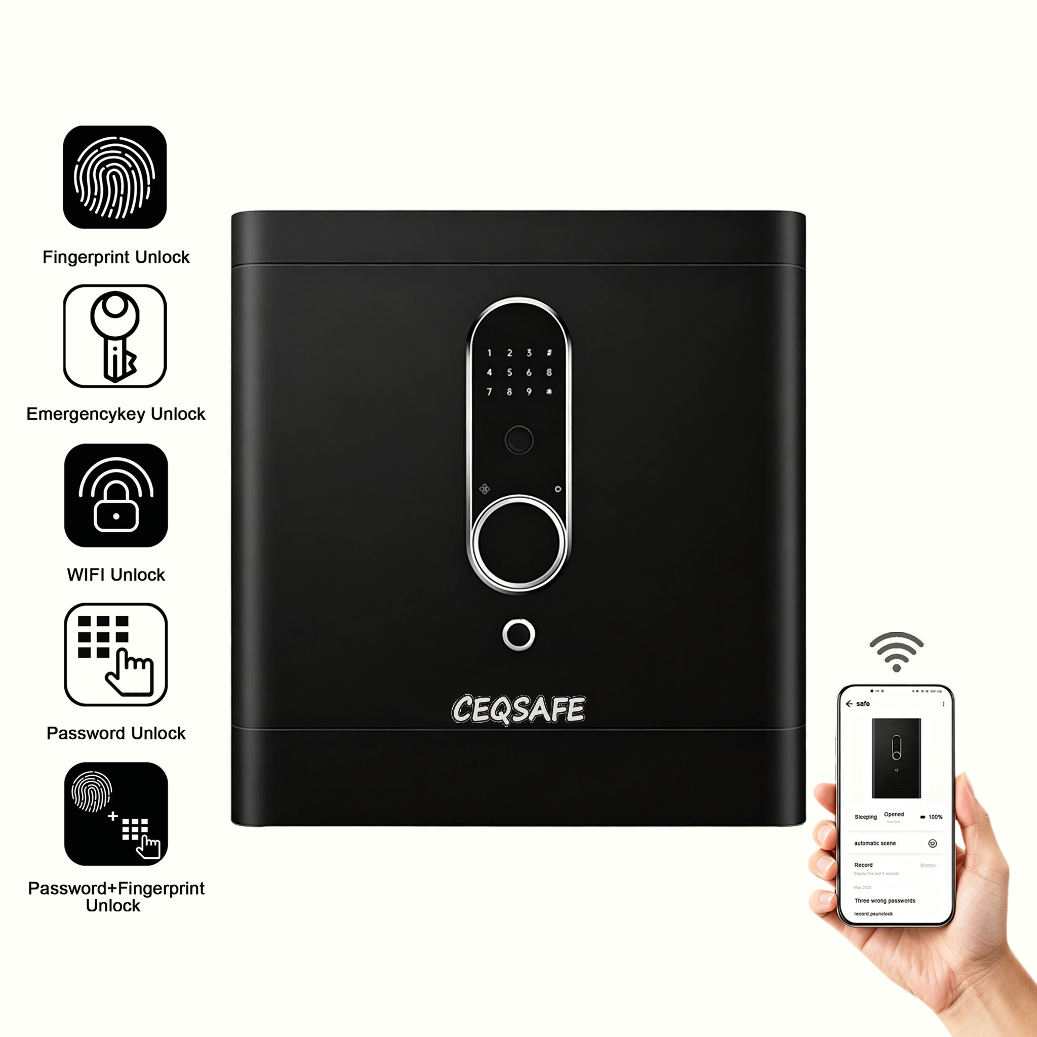 H2-450 CEQSAFE Safe for Household and Office Use Intelligent Anti-Theft Feature Safe with TUYA APP WIFI Password