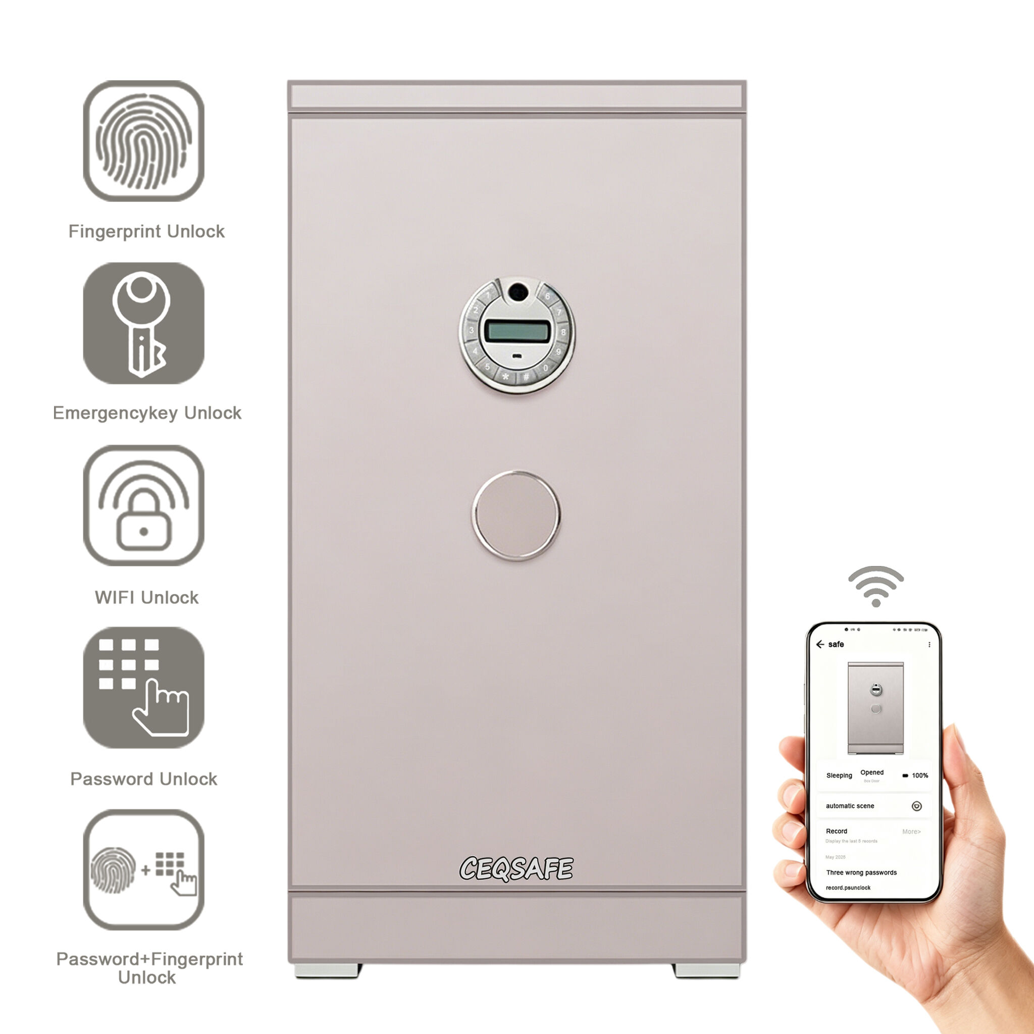A3-1000 CEQSAFE All-Steel Anti-Theft TUYA APP WIFI Safe Box for Home and Bank Use Security Safes