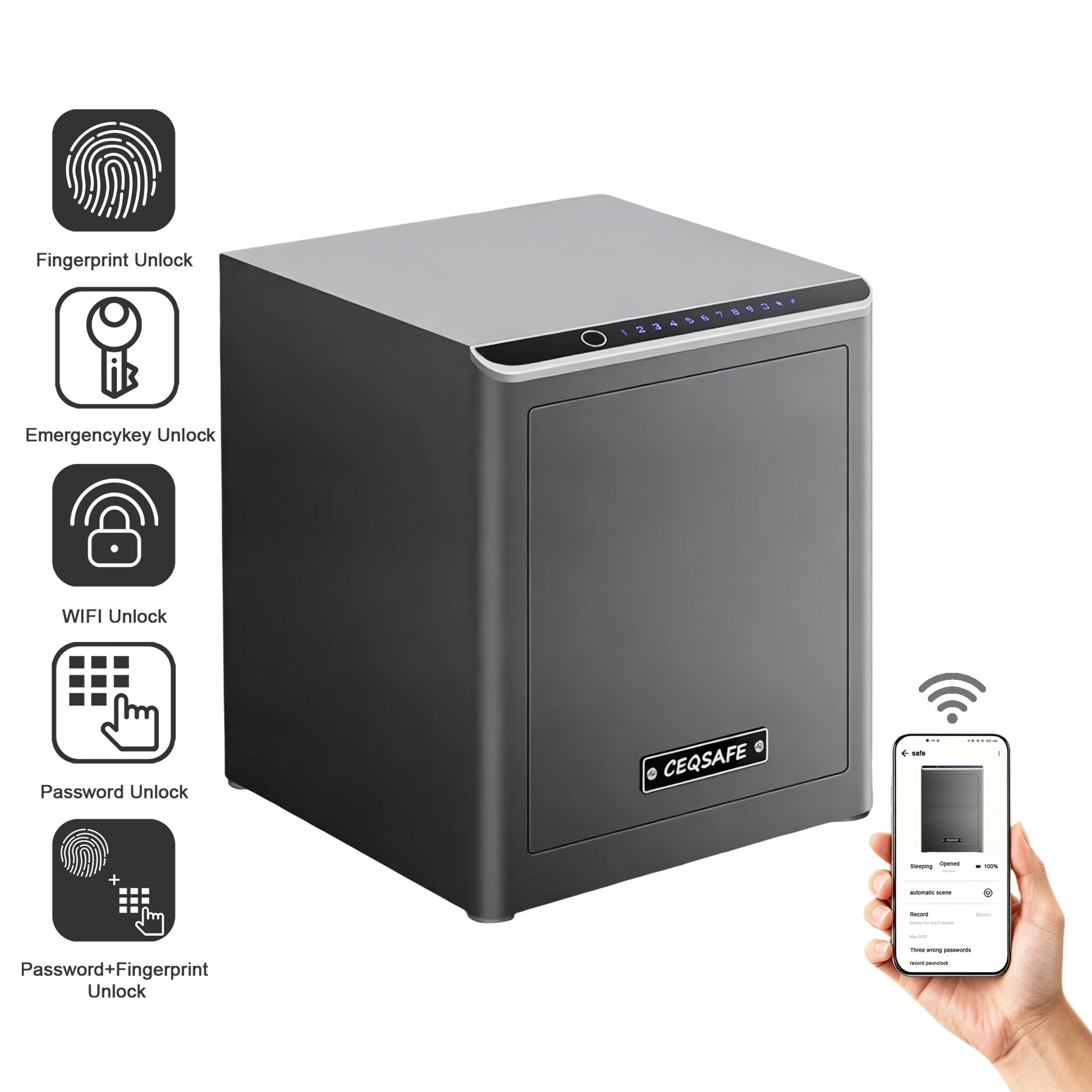 CEQSAFE Money Steel Safe Box Anti-theft Electronic Hotel Office Cash Security Cabinet TUYA APP WIFI Safe Home Box