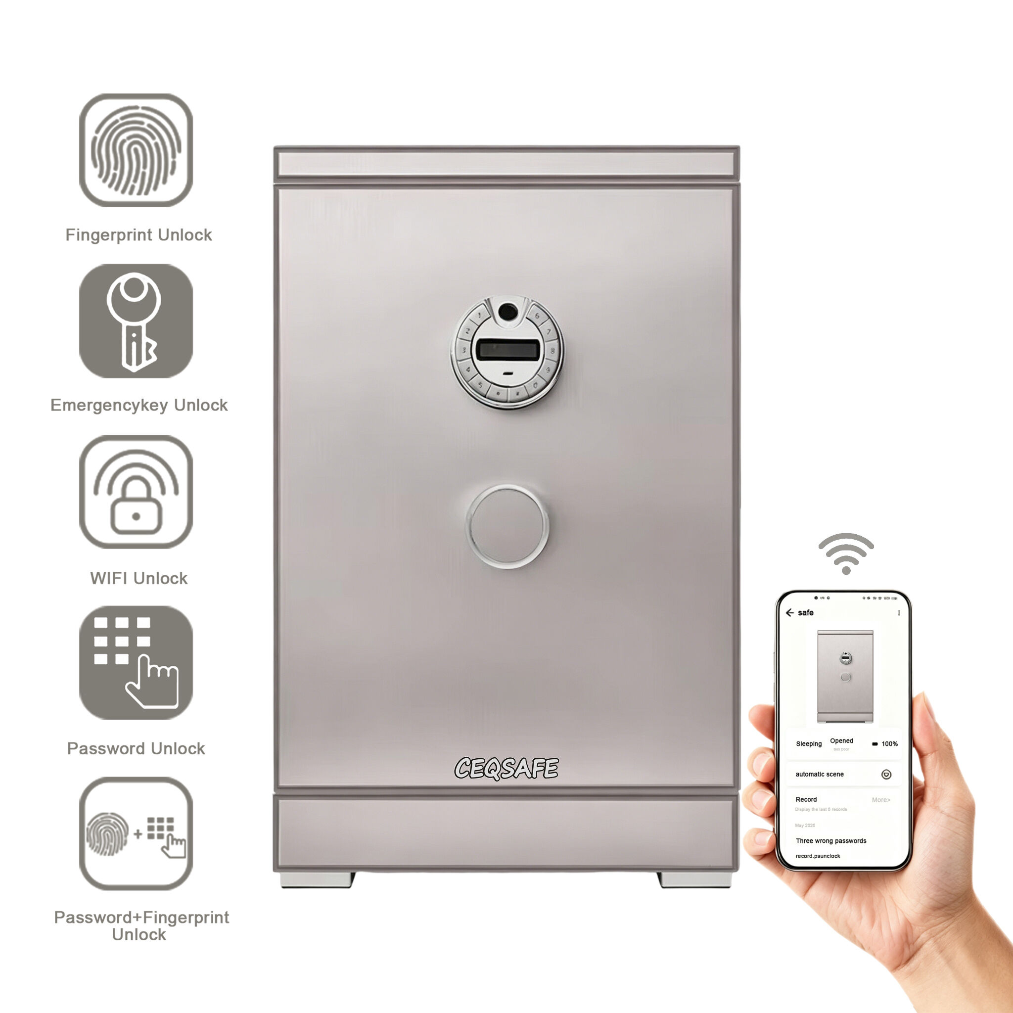 CEQSAFE All Steel Fingerprint Password Electronic Anti-Theft Safe for TUYA APP WIFI Home Office