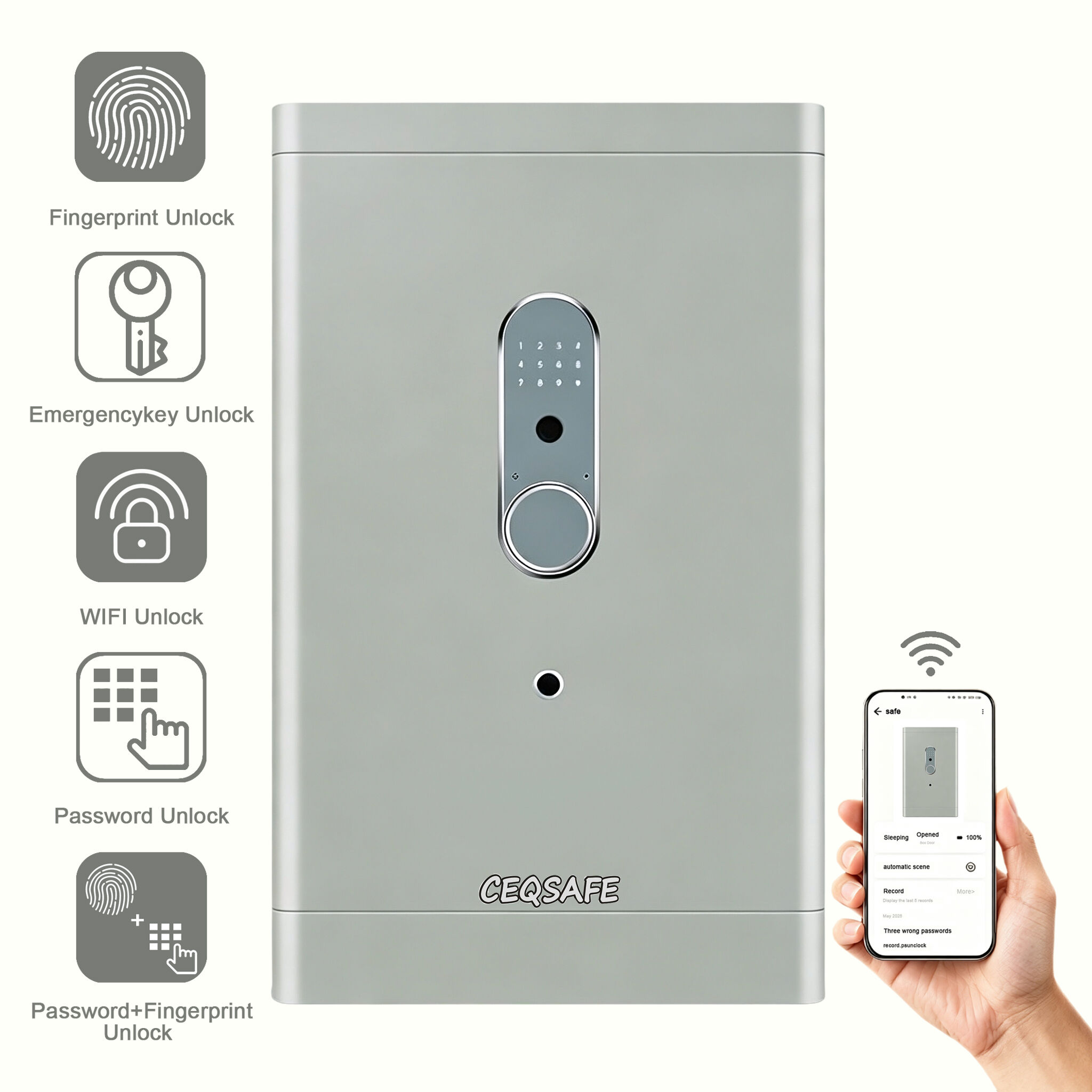 H2-700 CEQSAFE Haussafe & Bürosafe aus vollständigem Stahl mit Diebstahlschutz, Fingerabdruck- und Passwortsicherung sowie TUYA-App und WLAN