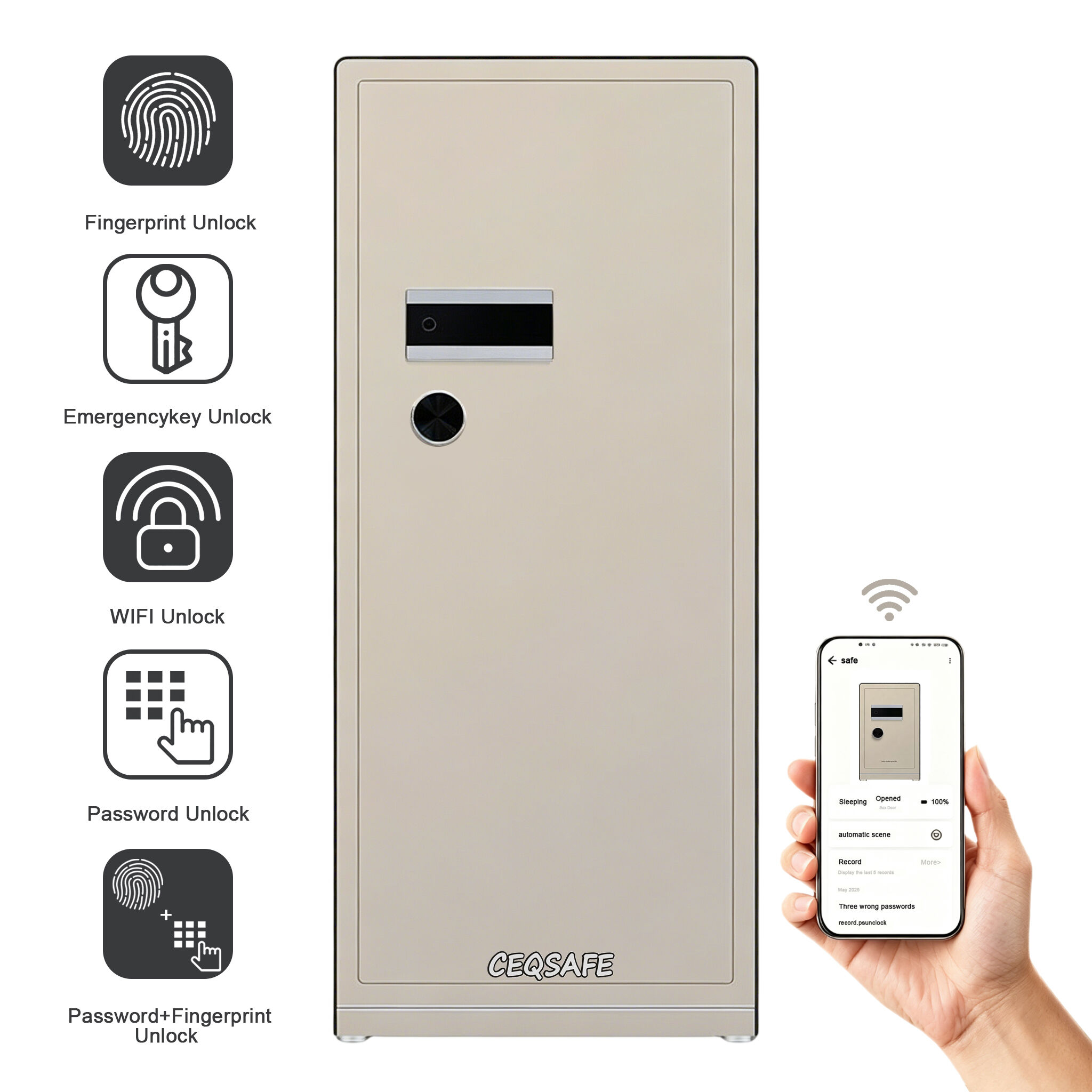 A7-1500 CEQSAFE Security Digital Electronic Safe Box Steel Household Safe with Fingerprint Lock for Home Storage
