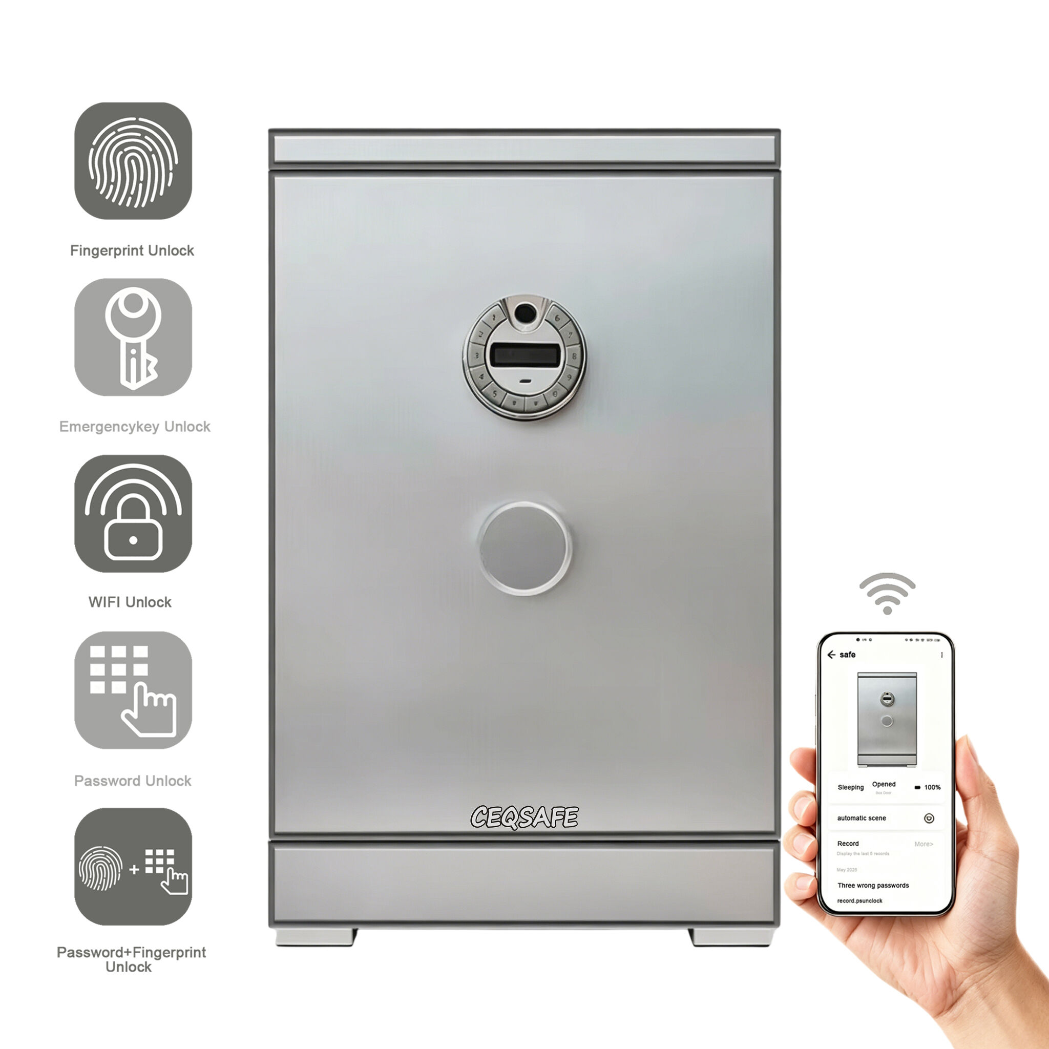 A3-700 CEQSAFE Hot Selling TUYA APP WIFI Anti-theft Storage Cabinet Password Fingerprint Lock Safe Deposit Box