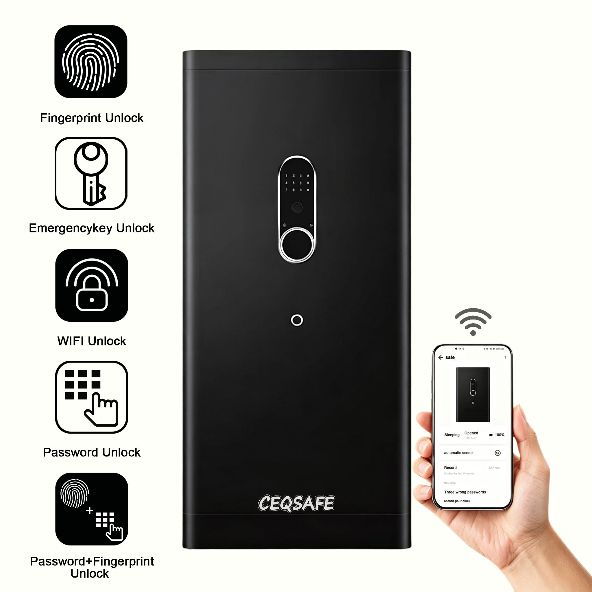 H2-1200 CEQSAFE Home Safe Anti-Theft Storage Box TUYA APP WIFI Password Office Safes