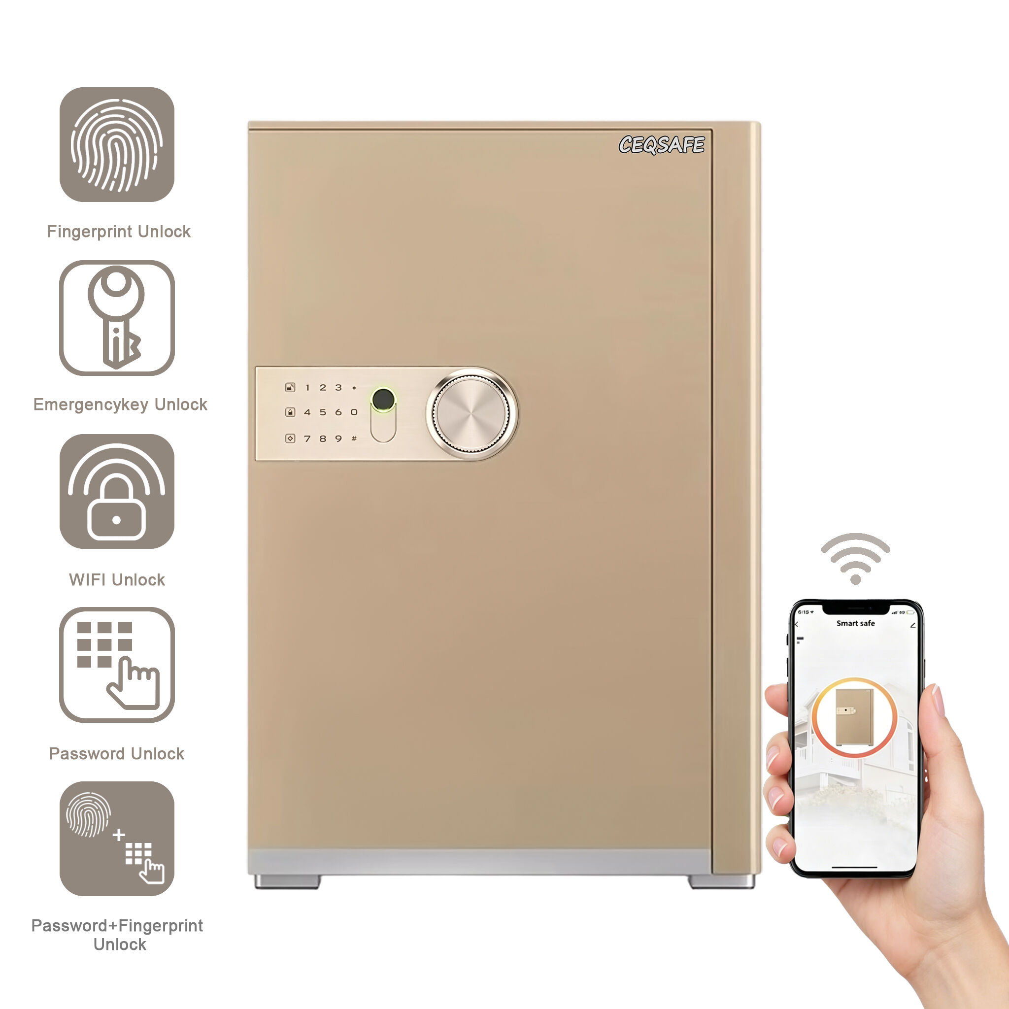 A6-800 CEQSAFE High-End Anti-Theft Office Safe Small All-Steel Invisible Smart TUYA APP WIFI Safe Box