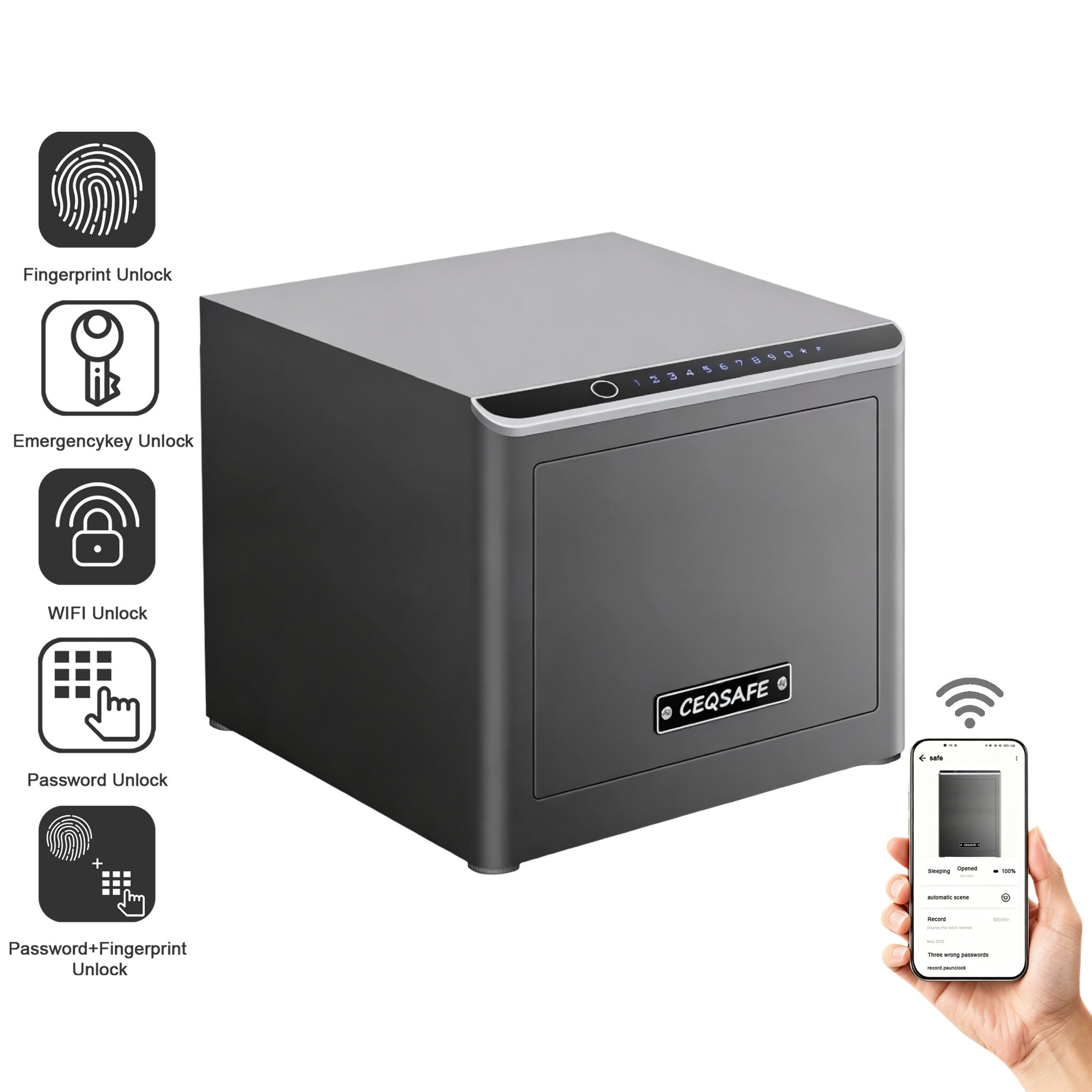 CEQSAFE TUYA APP WIFI Safe Box Electronic Digital Lock Anti-Theft Safe Deposit Box for Home and Hotel