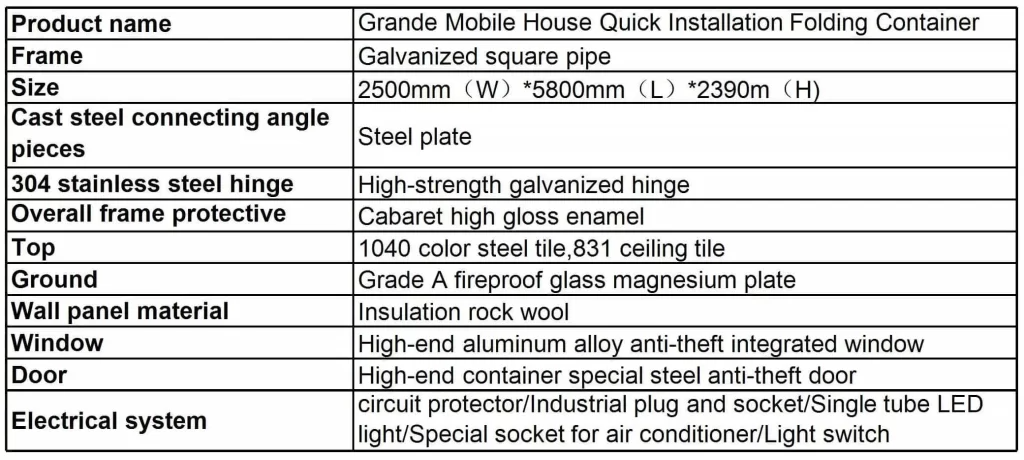 Folding-Container-house-parameter