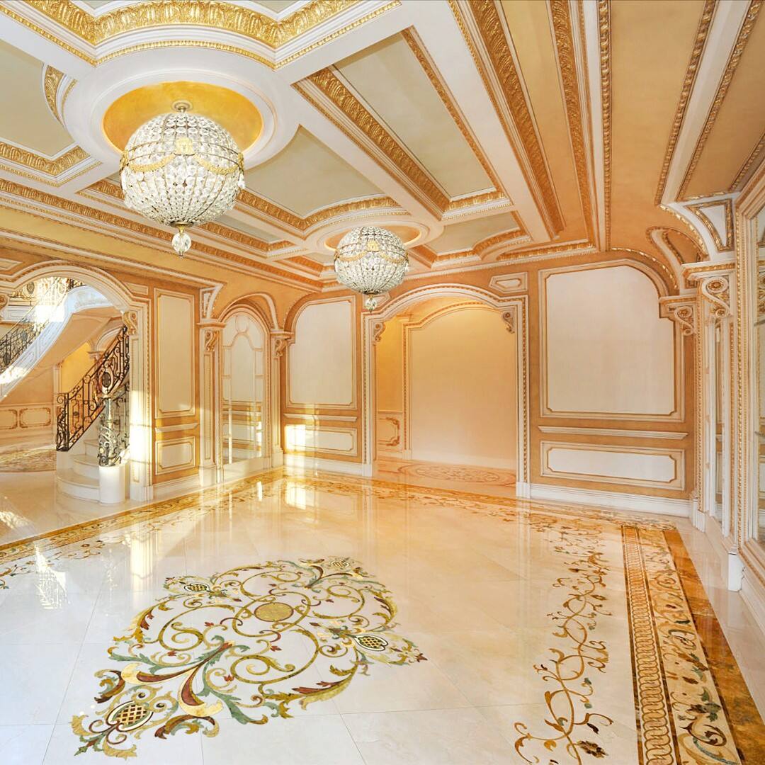 Marble Waterjet Medallions as Hotel Lobby Centerpieces