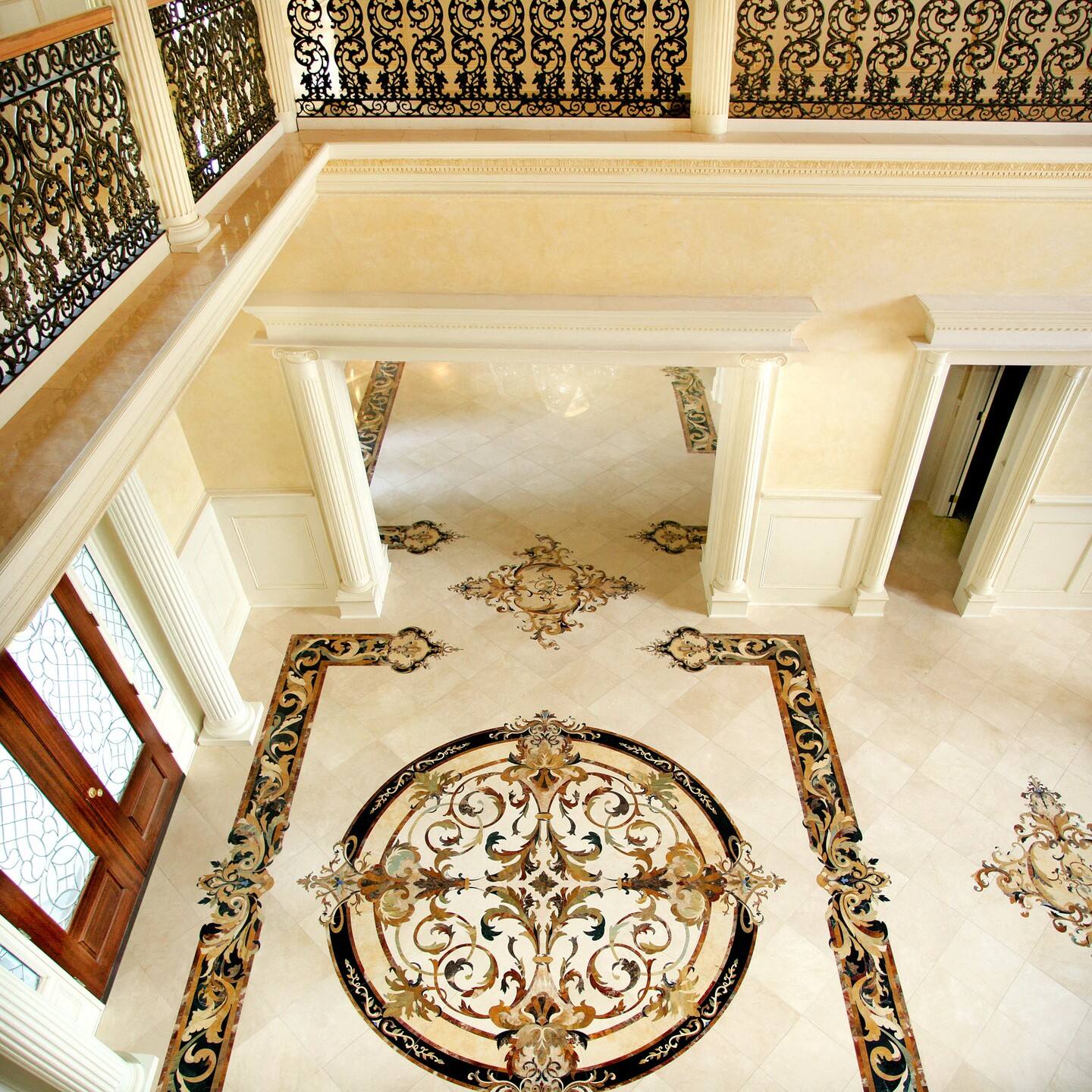 Marble Waterjet Medallions as Hotel Lobby Centerpieces