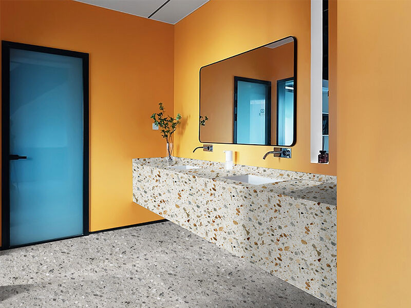 Artificial Color Crystal Beige Terrazzo Slab