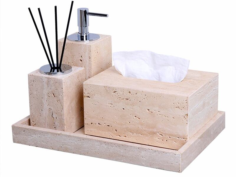 Natuurlijke travertijn badkameraccessoires