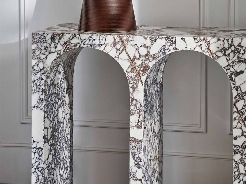 Calacatta Viola Marble Living Room Arch Shaped Console Table