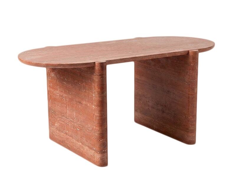 Rode Travertijn Eettafel