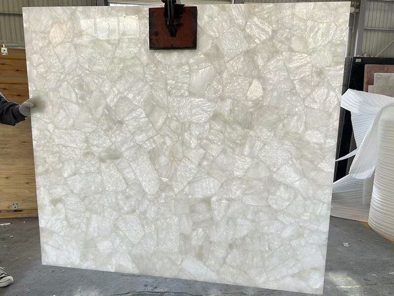 White Crystal Agate Semi Precious Stone Slab