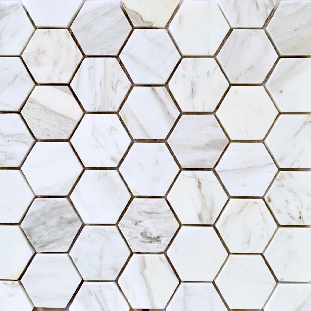 Hexagonal Bianco Carrara White Marble Stone Mosaic