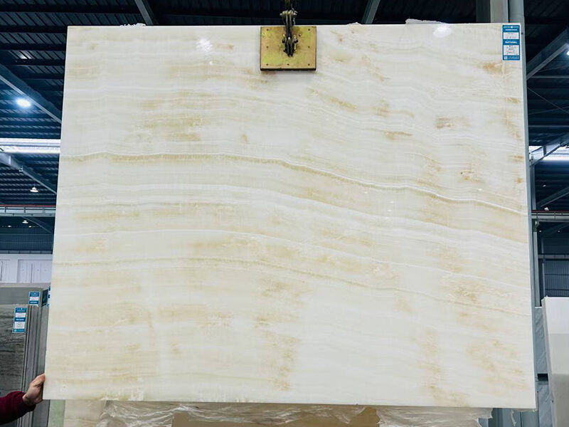 Straight White Wood Vein Onyx Marble Slab