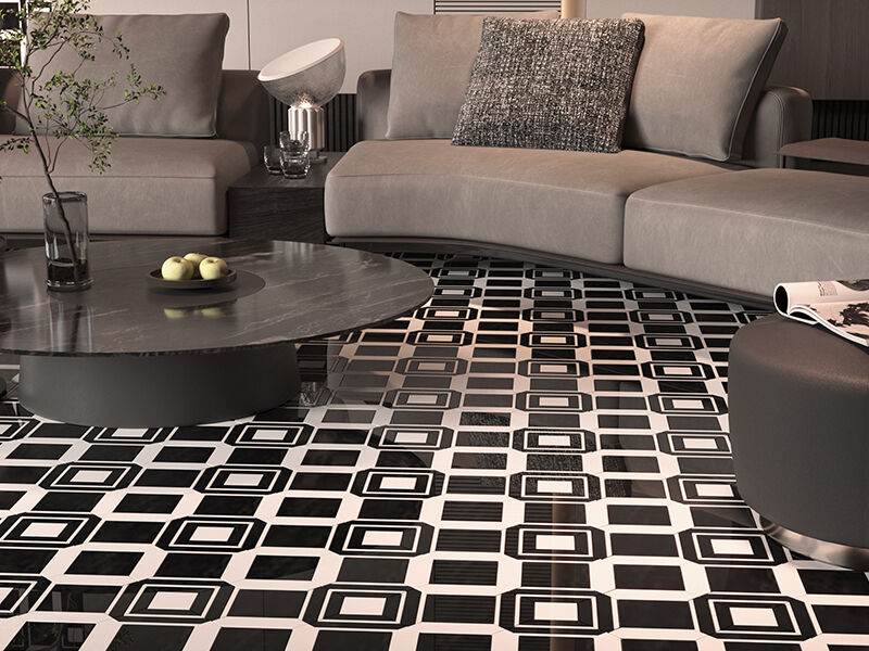 Black Marquina and White Crystal Marble Mosaic Tile