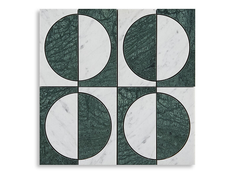 Semicircle White Green Marble Waterjet Mosaic