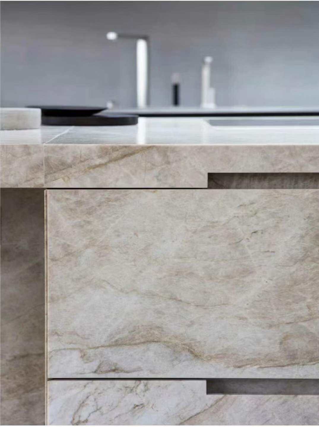 YUSHI Polished White Taj Mahal Quartzite Slabs for Commercial Kitchen ...