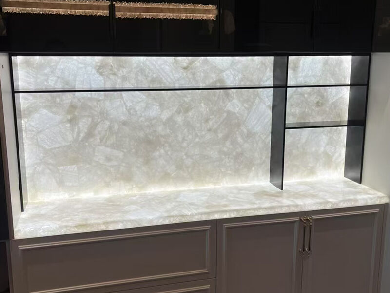 White Crystal Agate Semi Precious Stone Slab