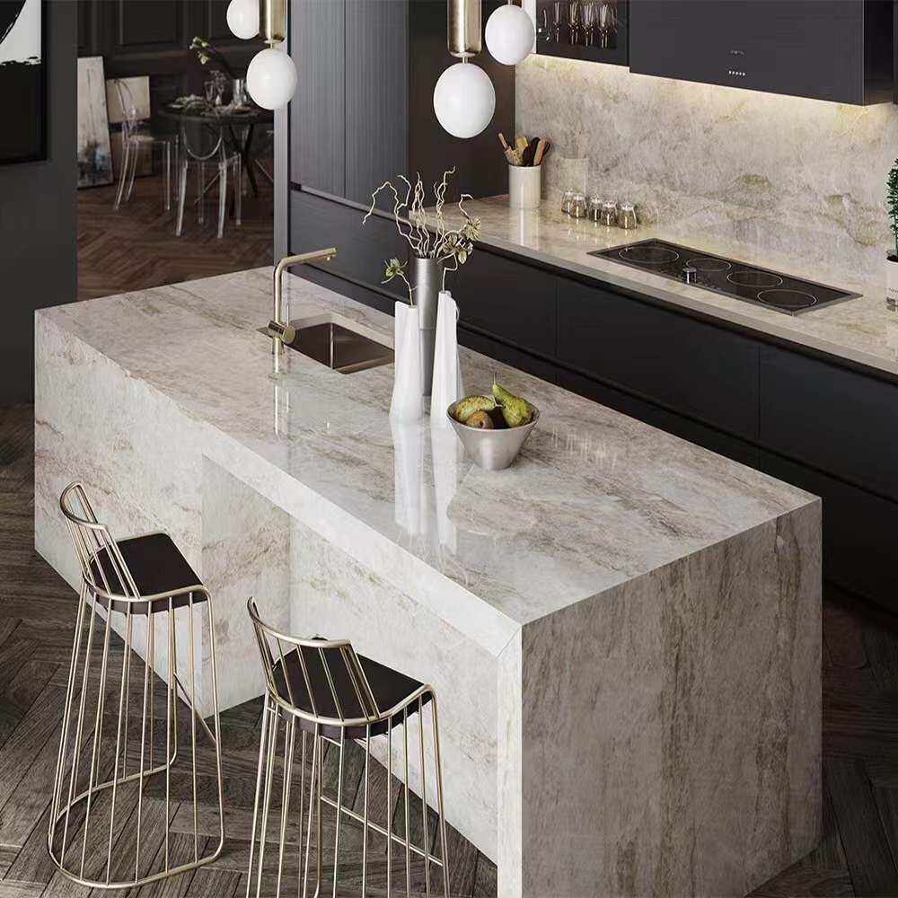 YUSHI Polished White Taj Mahal Quartzite Slabs for Commercial Kitchen ...