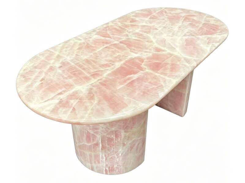 Op maat gemaakte roze kristalonyx ovale eettafel