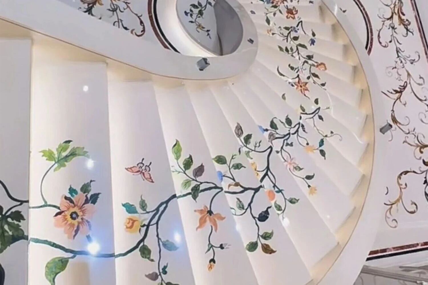 Flower Design Waterjet Pattern Floor | Custom Stone Inlay Flooring ...