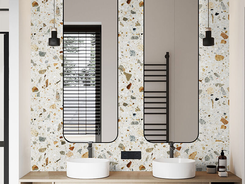 Artificial Color Crystal Beige Terrazzo Slab