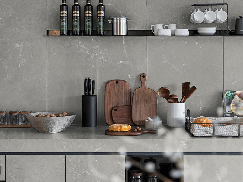 Grey Artificial Marble Slab with White Fine Lines