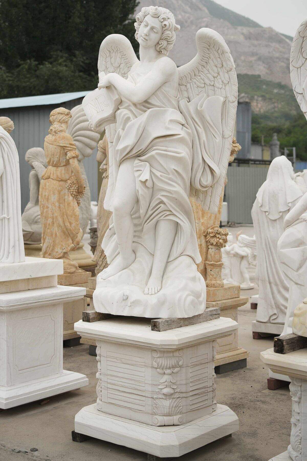 Marble Angel Statue | Hand-Carved Stone Sculptures for Elegance