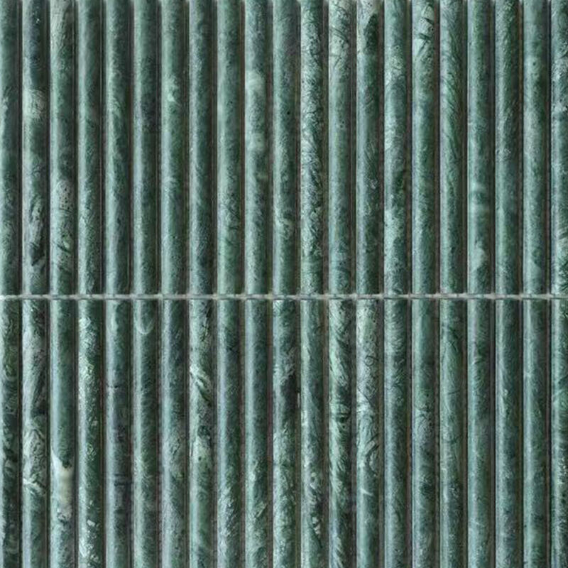 3D Grooved Mosaic Verde Alpi Marble Tiles