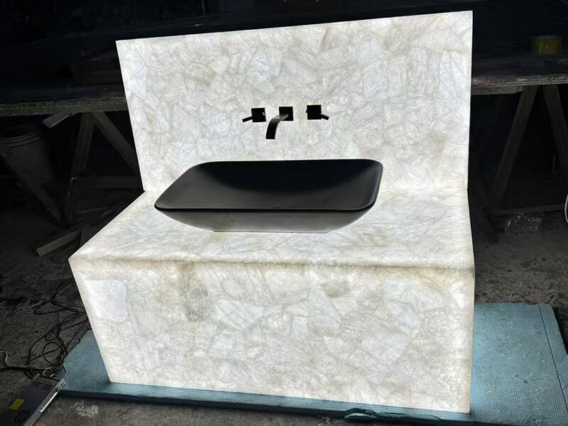 White Crystal Agate Semi Precious Stone Slab