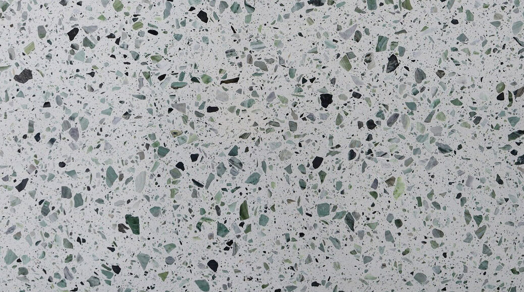 White Terrazzo with Green Particles