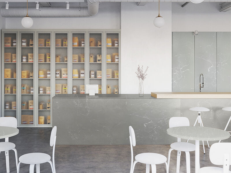 Grey Artificial Marble Slab with White Fine Lines