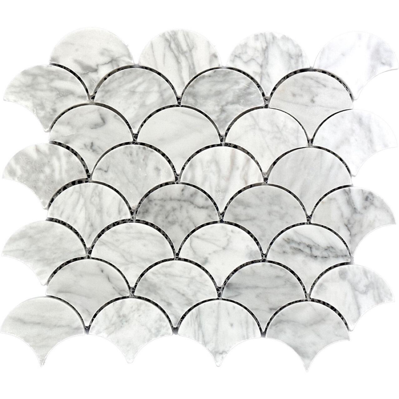 Bianco Carrara White Marble Fan Shaped Carrara White Stone Mosaic Tile