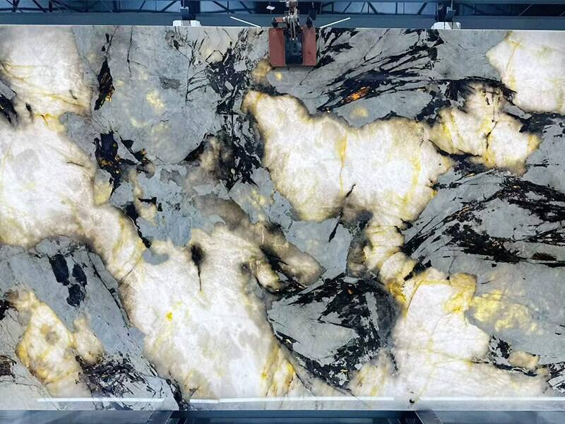 Backlit Big Crystal Patagonia Quartzite Slab