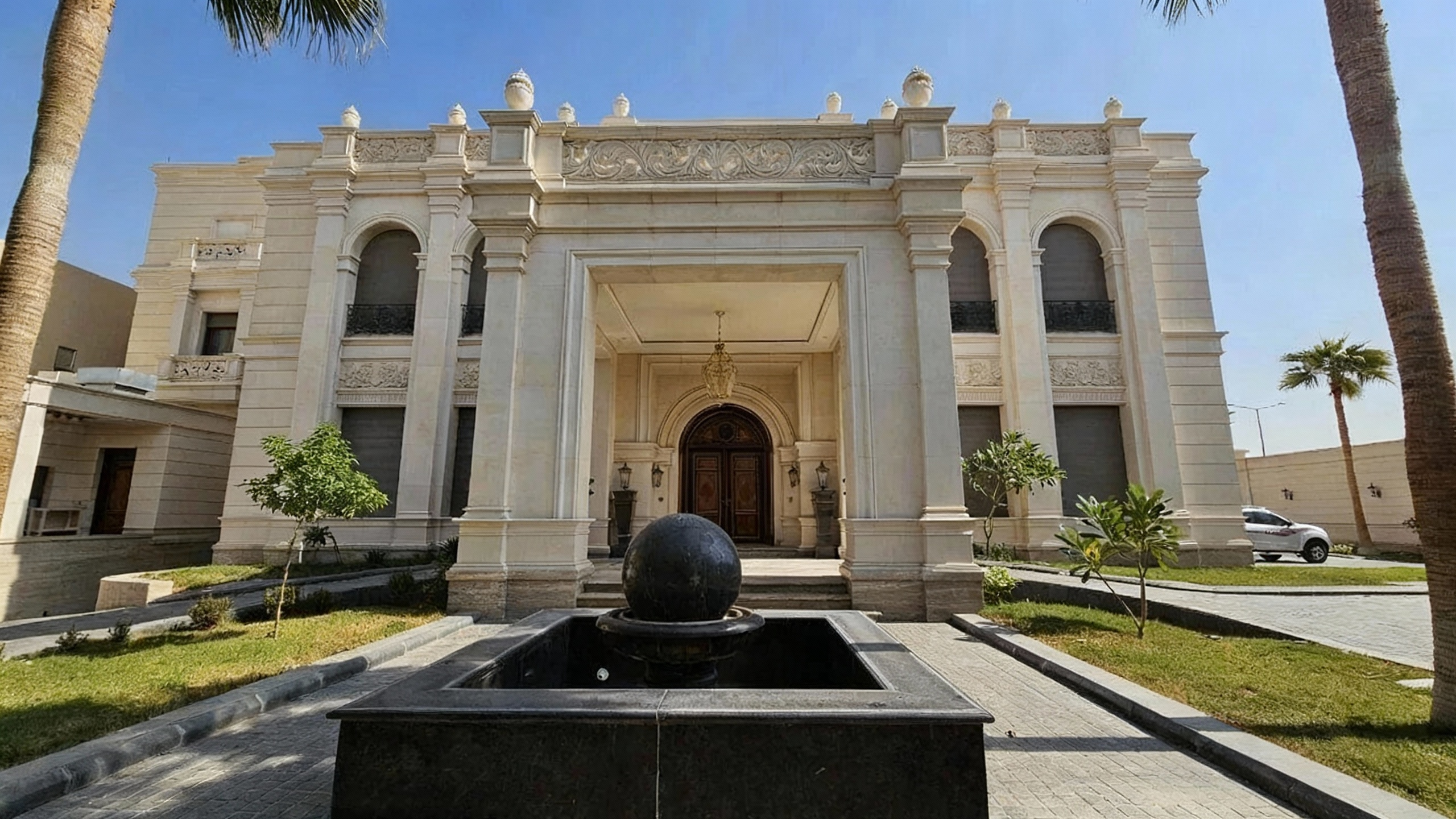 Porto Beige Limestone Saudi Villa Exterior Wall Project